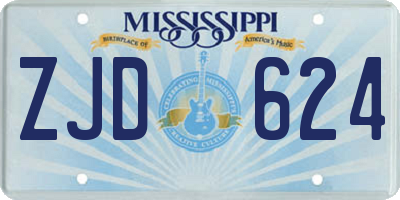 MS license plate ZJD624