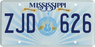MS license plate ZJD626