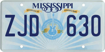 MS license plate ZJD630