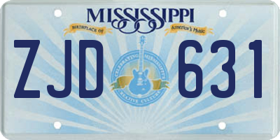 MS license plate ZJD631