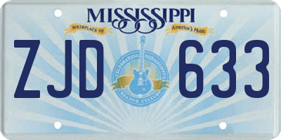 MS license plate ZJD633