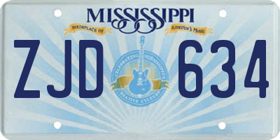 MS license plate ZJD634