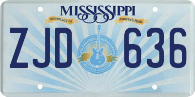 MS license plate ZJD636