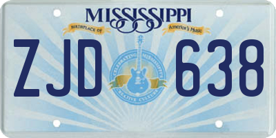 MS license plate ZJD638