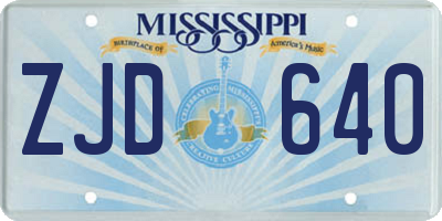 MS license plate ZJD640