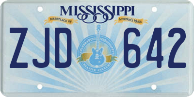 MS license plate ZJD642