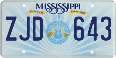 MS license plate ZJD643