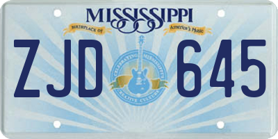 MS license plate ZJD645