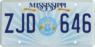 MS license plate ZJD646