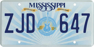 MS license plate ZJD647