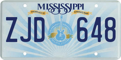 MS license plate ZJD648