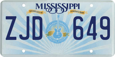 MS license plate ZJD649