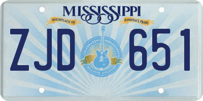 MS license plate ZJD651