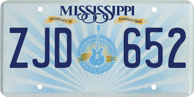 MS license plate ZJD652