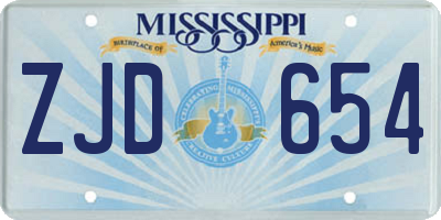 MS license plate ZJD654