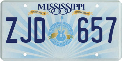 MS license plate ZJD657