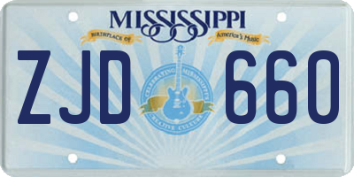 MS license plate ZJD660