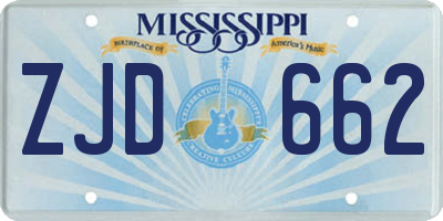 MS license plate ZJD662