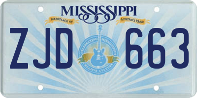 MS license plate ZJD663