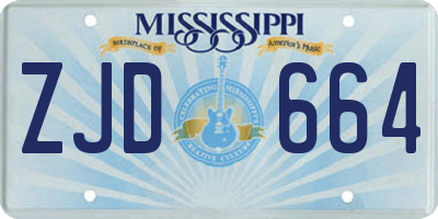 MS license plate ZJD664