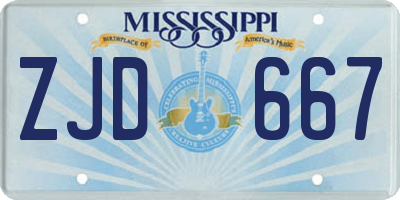 MS license plate ZJD667