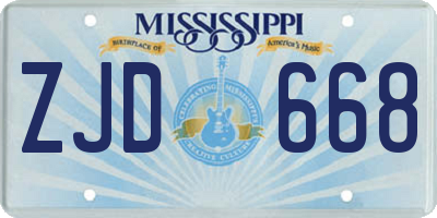 MS license plate ZJD668