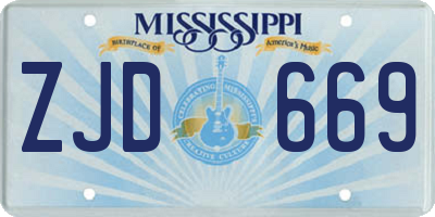MS license plate ZJD669