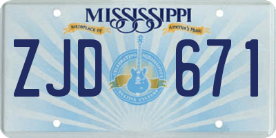 MS license plate ZJD671