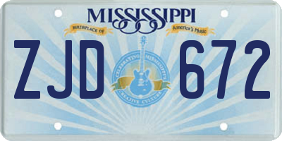 MS license plate ZJD672