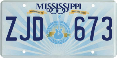 MS license plate ZJD673