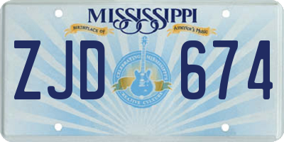 MS license plate ZJD674