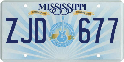 MS license plate ZJD677