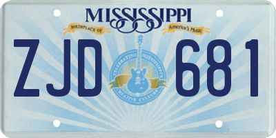 MS license plate ZJD681