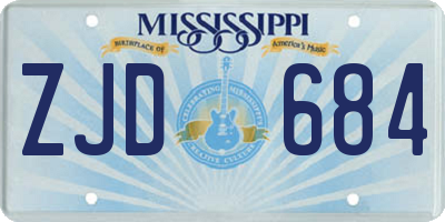 MS license plate ZJD684