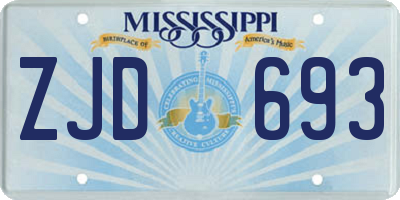 MS license plate ZJD693