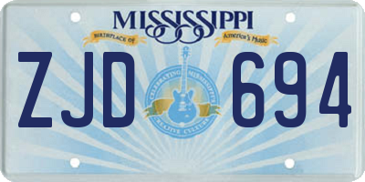 MS license plate ZJD694