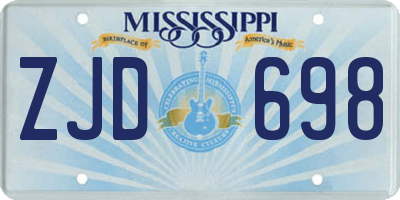 MS license plate ZJD698