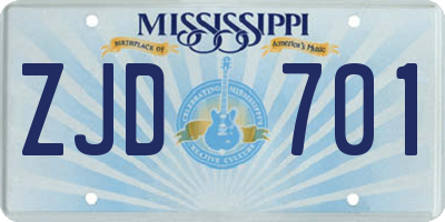 MS license plate ZJD701