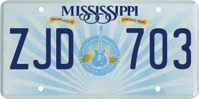 MS license plate ZJD703
