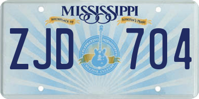 MS license plate ZJD704