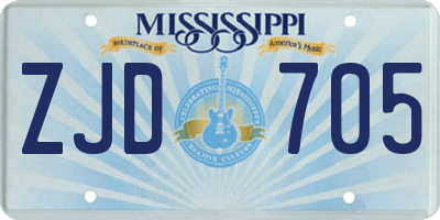MS license plate ZJD705