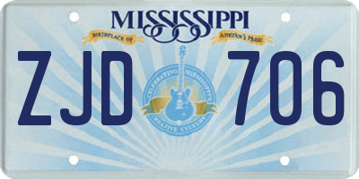 MS license plate ZJD706