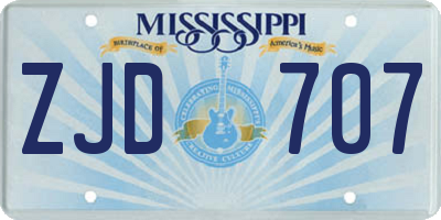 MS license plate ZJD707