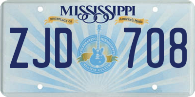 MS license plate ZJD708