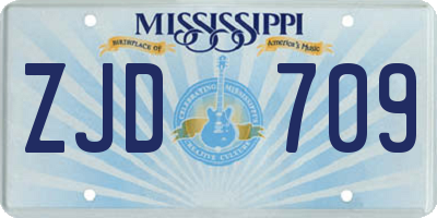 MS license plate ZJD709