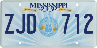 MS license plate ZJD712