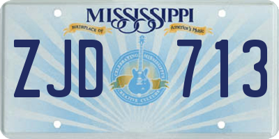 MS license plate ZJD713