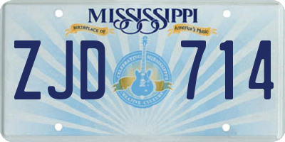 MS license plate ZJD714
