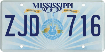 MS license plate ZJD716