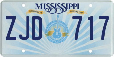 MS license plate ZJD717